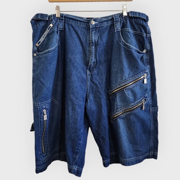 Vintage FOX Y2K Baggy Hip Hop Zipper Denim Men's Jean Shorts Size 3X - Picture 3 of 15